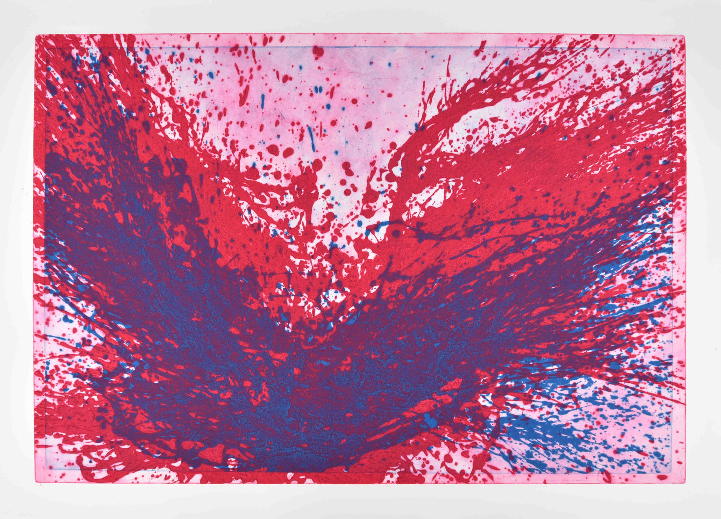 Elementals Series 'Hot Pink and Blue' Original Carborundum Print on Paper