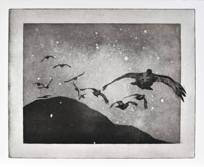 'Flying Grouse' Original Etching