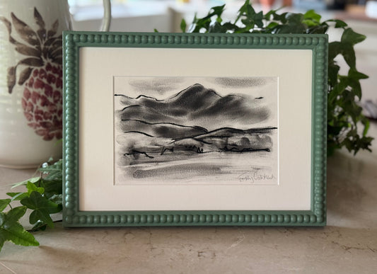 'Mull from the Ferry' Charcoal Drawing