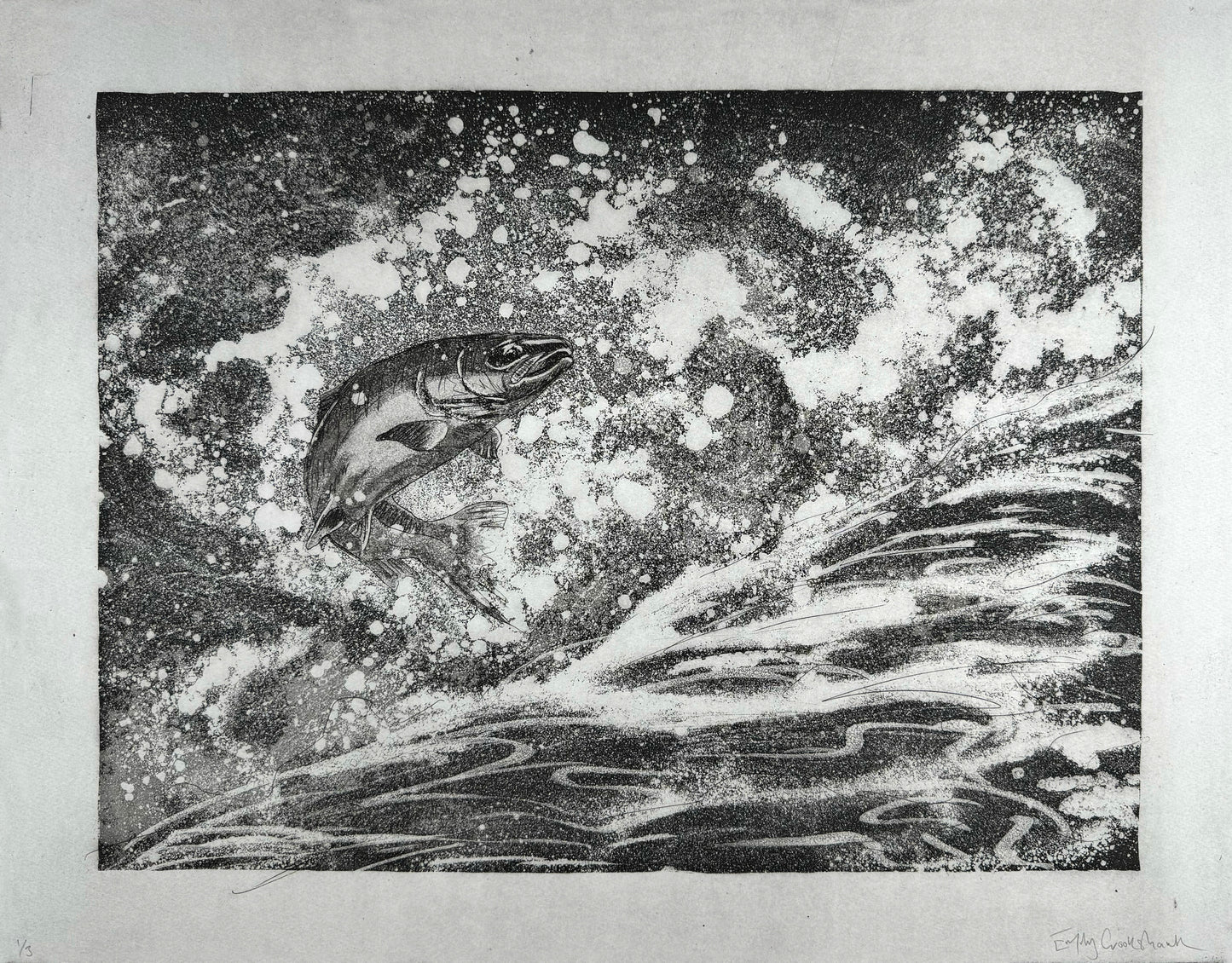 'Salmon Leap' Original Etching