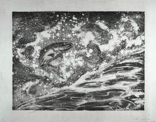 'Salmon Leap' Original Etching